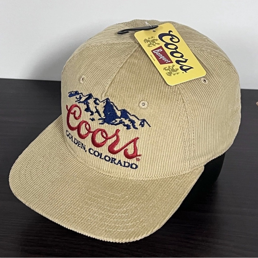 Coors Beer Corduroy Snapback Hat Cap Beige Tan Adjustable Golden Colorado NEW!!! - Picture 2 of 10